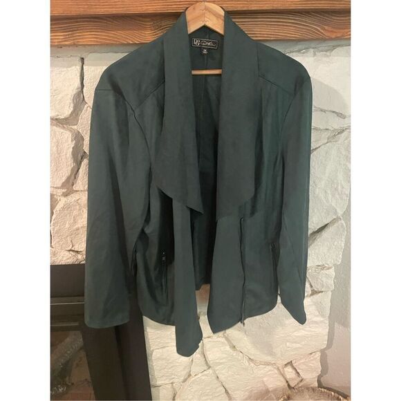 DG2 Womens Hunter Green Front Half Zip Blazer Jacket Size 1X - Picture 1 of 7